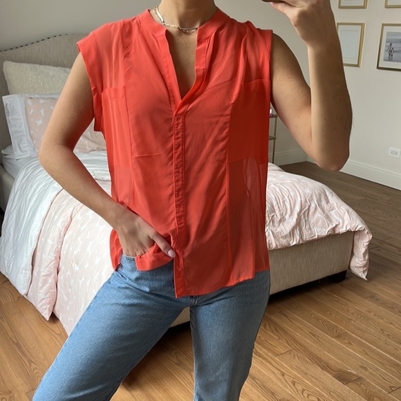 BCBGMAXAZRIA Addison silk blouse size large ambrosia color - Picture 8 of 11